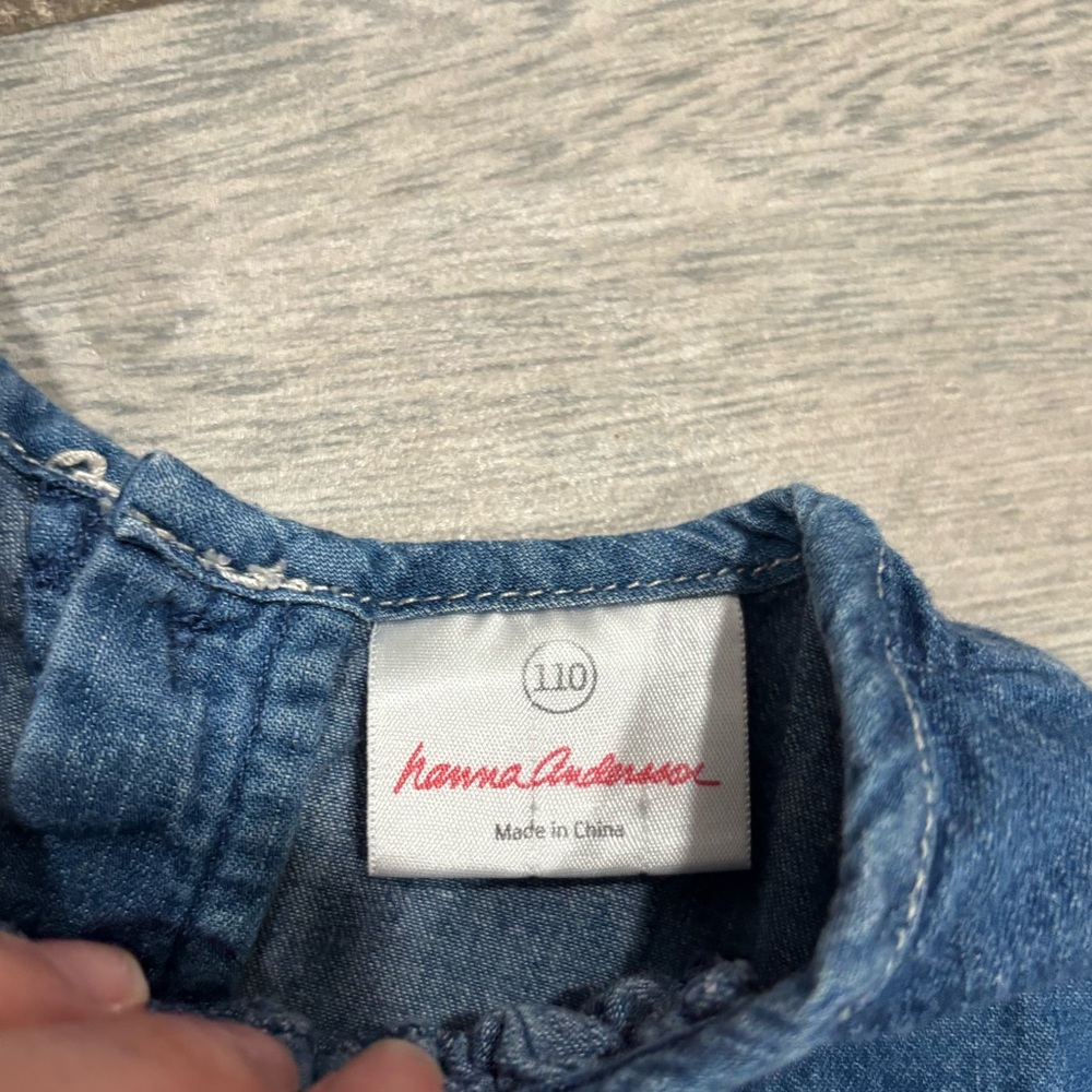 Hanna Andersson Stylish Blue Denim 100% Dress Size 110 - Picture 4 of 7